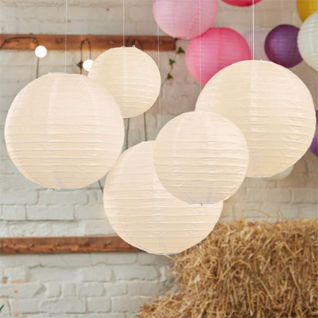Paper Lanterns Ivory Set, Diy Kit Set Of 5, Color Choice, Baby Shower