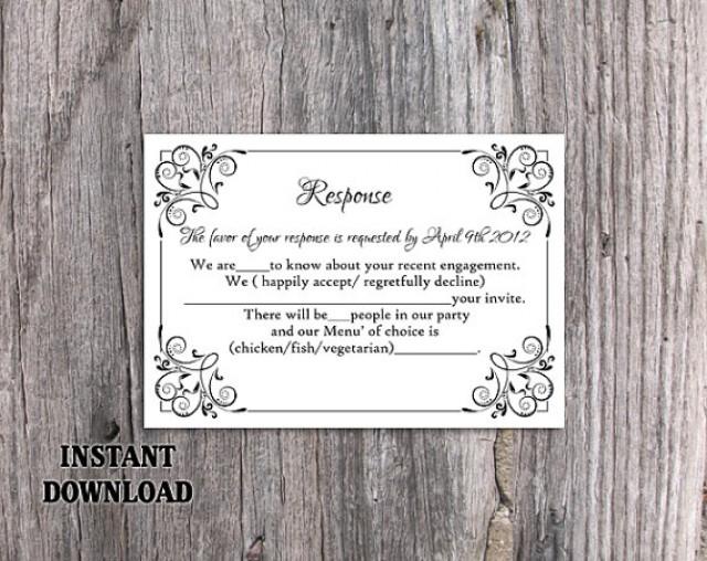 DIY Wedding RSVP Template Editable Text Word File Download Rsvp