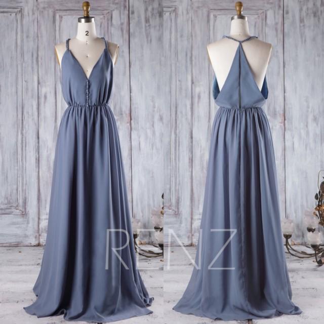 steel blue evening gown