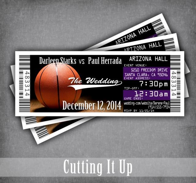 Basketball Wedding Ticket Invitation Basketball Wedding Sport