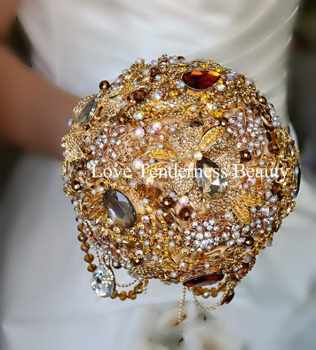 Brooch Bouquet, Gold Wedding Bouquet, Brooch Bouquet, Bridal Bouquet