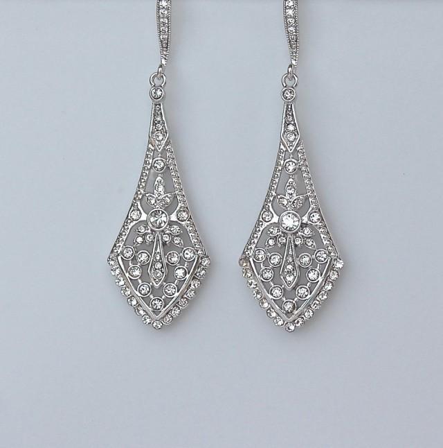 Chandelier Earrings, Art Deco Style Bridal Earrings, Crystal Earrings