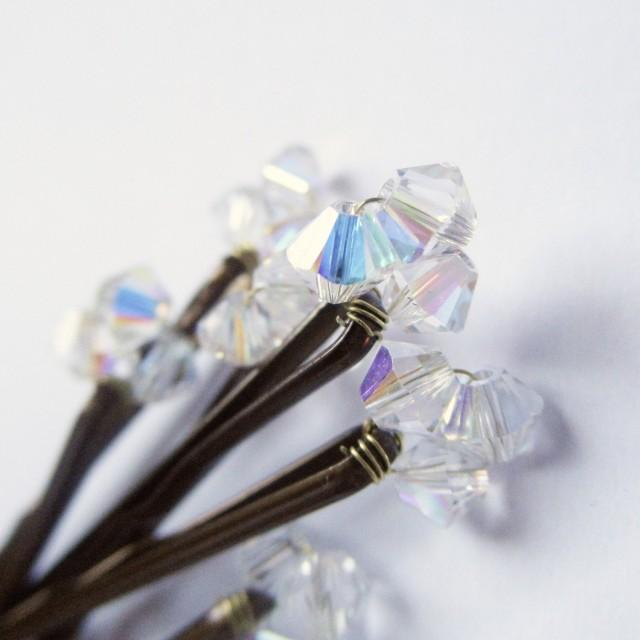 Diamond Swarovski Crystal Hair Pins Wedding Bobby Pins Set Of 6