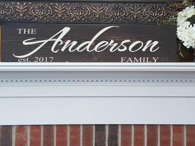Personalized Family Name And Date Wood Signs Wall Art Hanging