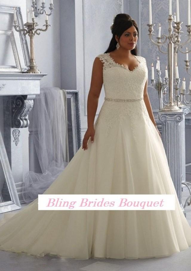 Bling Brides Fancy Y See Through Beading Lace Organza White Ivory Bling Brides Fancy Y See Through Beading Lace Organza White Ivory A Line Plus Size Wedding Dress 2626245 Weddbook