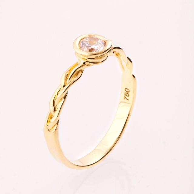 Braided Engagement Ring No.3 14K Gold And Diamond Engagement Ring