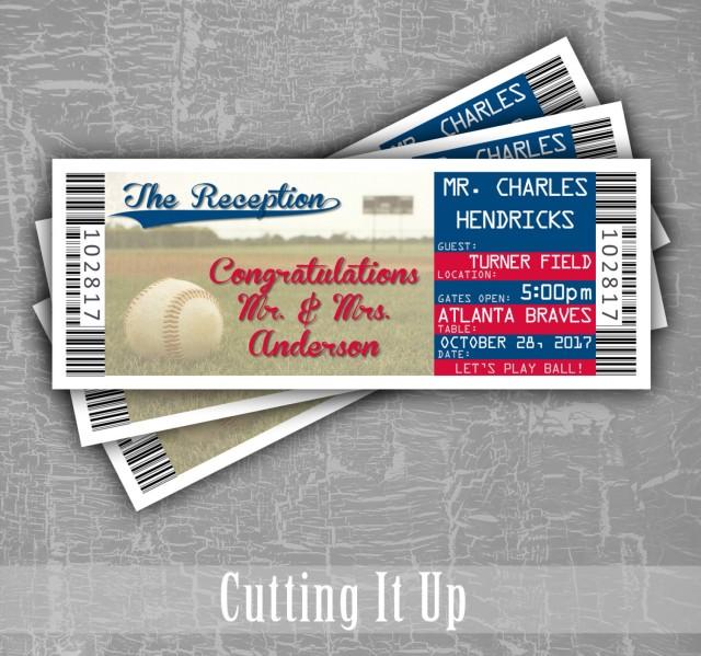 Baseball Wedding Escort Cards, Seating Cards, Baseball Tickets