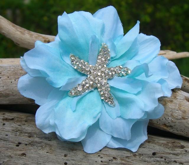 Starfish Hair Accessory,Blue Hair Clip,Beach Wedding,Starfish Wedding