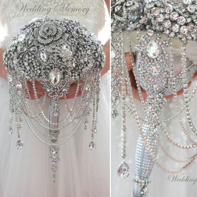 Luxury Full Jeweled Silver Brooch Bouquet By MemoryWedding Wedding