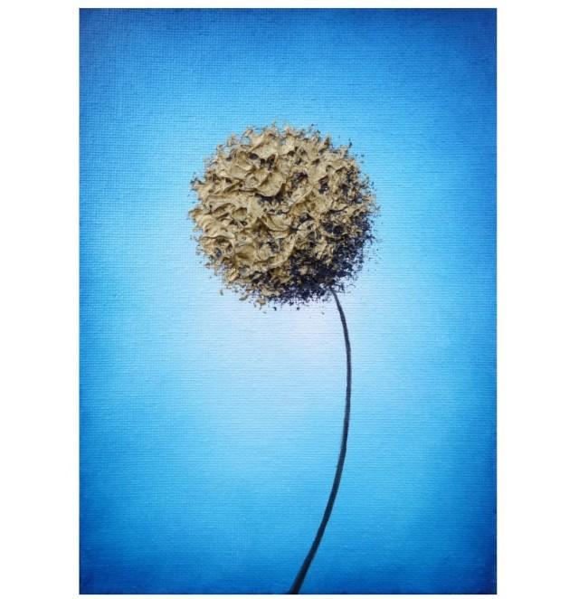 Golden Flower Picture Modern Art Poster Abstract Gold Flower Art