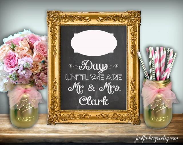 Personalized Wedding Countdown Sign Chalkboard Printable 8x10 PDF Days