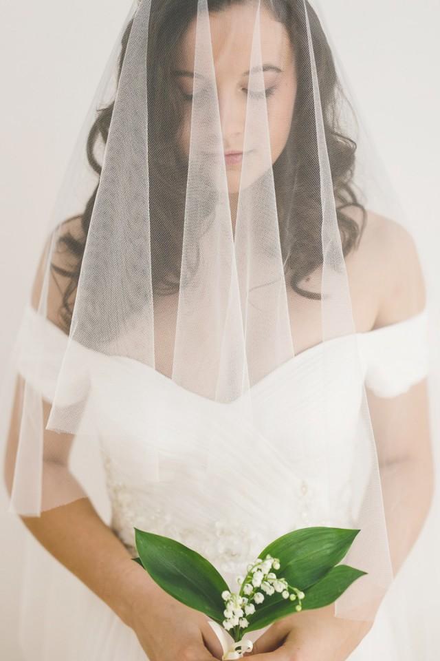 Drop Veil, Wedding Drop Veil, Bridal Veil, Ivory Drop Veil, English Net