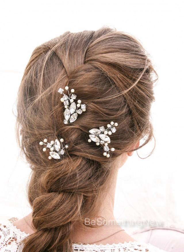 Wedding Hair Pins Rhinestone Hair Jewelry, Bridal Beaded Hair Pins