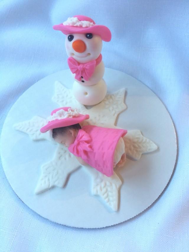 Snowman Baby Cake Topper Girl Winter Wonderland Baby Shower Cake