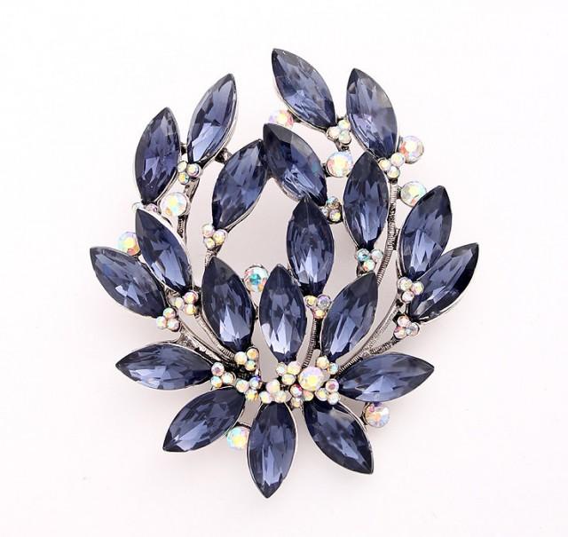 Navy Blue Brooch Midnight Blue Wedding Bridal Bridesmaid Dress Ink Dark