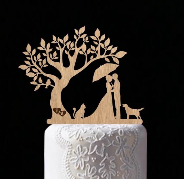 Bride Groom Wood Cake Topper Mr Mrs Tree Cake Topper 