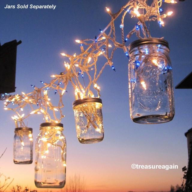 Fairy Lights Lanterns 6 DIY Mason Jar Hangers, Twist On Hanging Wide