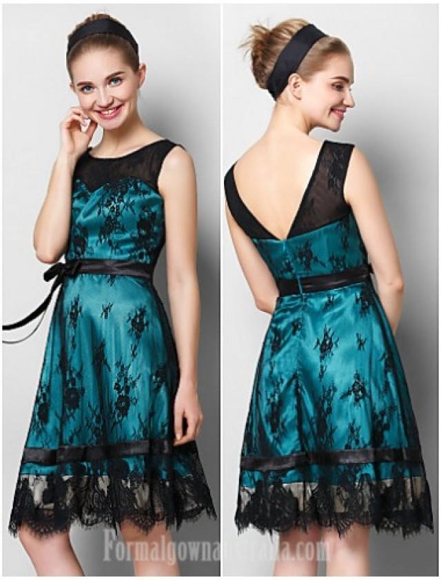 Australia Cocktail Party Dress Black Aline Scoop Short Kneelength Lace Formal Dress Australia