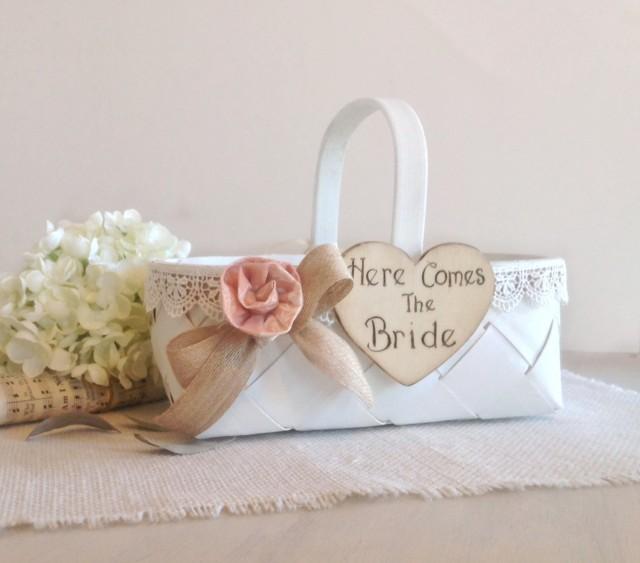 here comes the bride flower basket