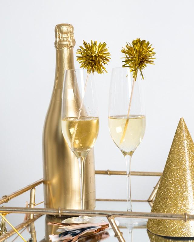 Sale! New Year's Eve Tinsel Drink Stirrers / NYE 2017 Fireworks New