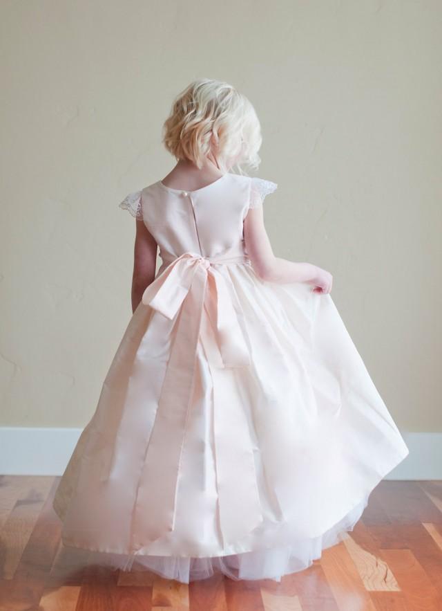 Flower Girl Dress, Silk Flower Girl Dress, Blush Pink Flower Girl Dress