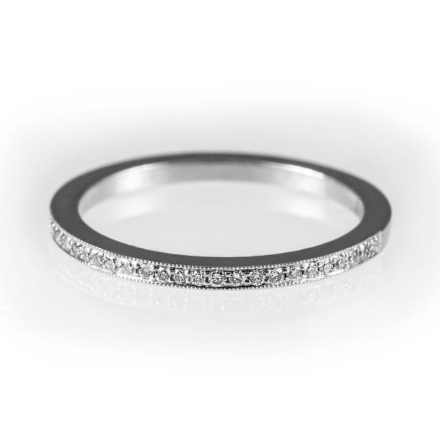 Thin Diamond Wedding Band, Half Eternity Wedding Band, Diamond Wedding