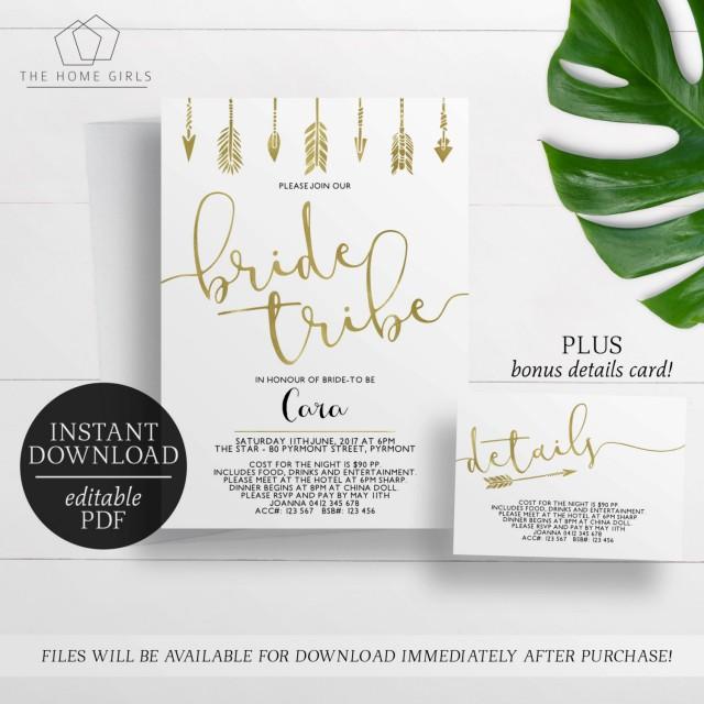 Printable Bride Tribe Invitation / Editable PDF / Bachelorette / Hens ...