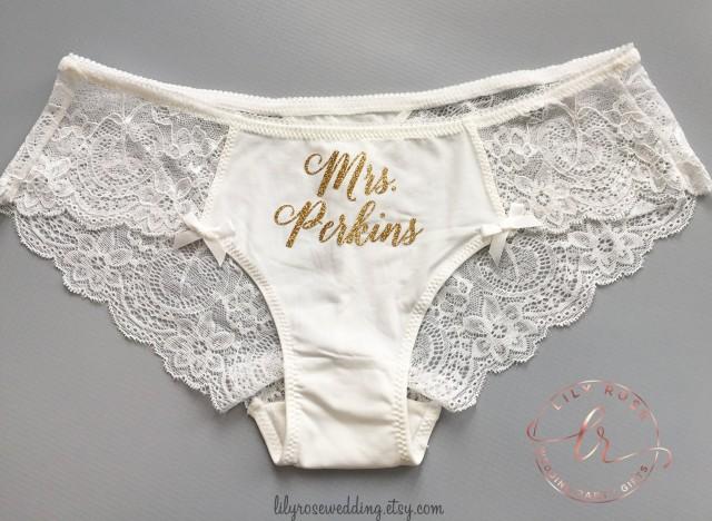 Personalized Lingerie, Bride Panties, Bridal Shower Gift, Mrs Panties