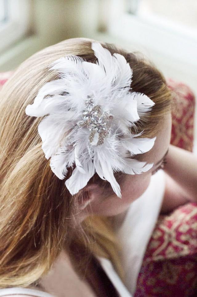 Bridal Feather Hair Clip, Wedding Hair Accessories, Bridal Headpiece