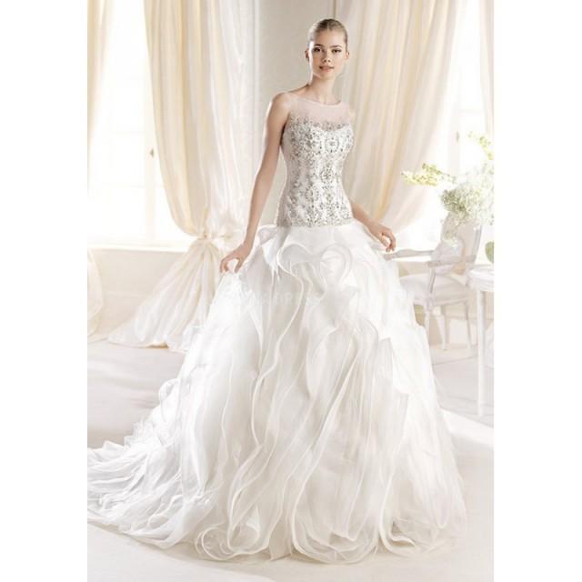 Dramatic Princess Tulle And Lace Floor Length Bateau Neck Wedding Dress With Ruffles Compelling 0152