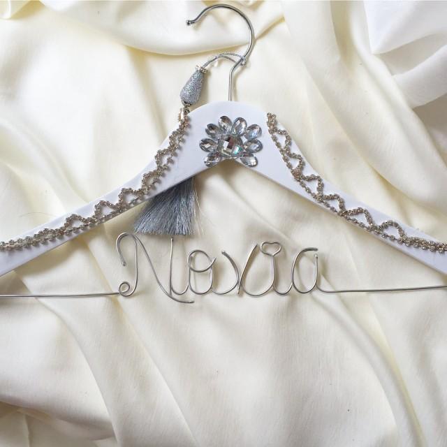 Hanger Deluxe One Line,Rhinestones,wedding Dress , Brides Hanger, Bride