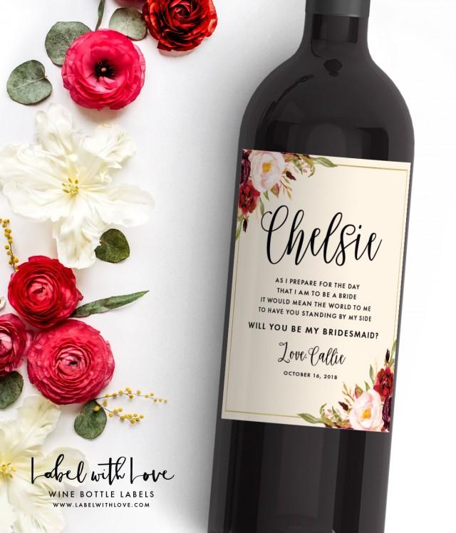 Wine Label Will You Be My Bridesmaid