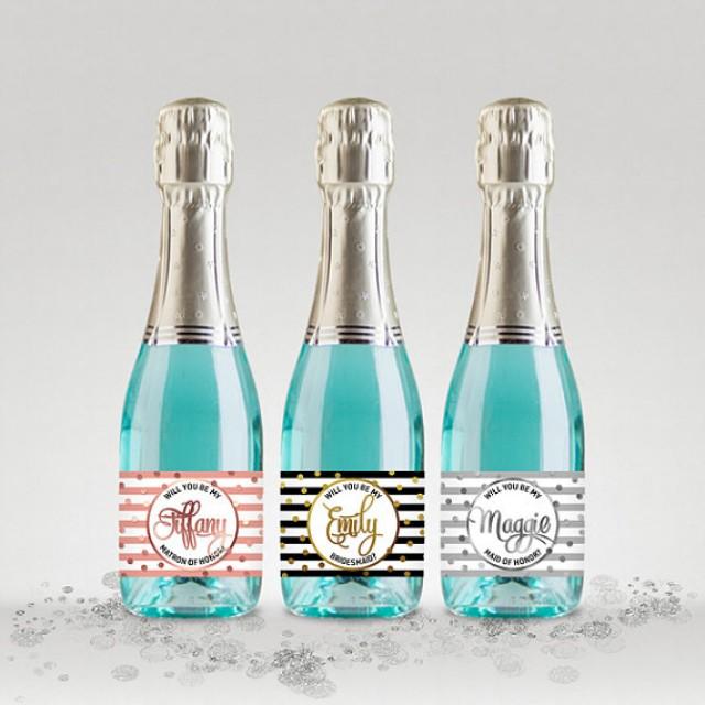 Will You Be My Bridesmaid Mini Champagne Bottle Label Proposal Black Will You Be My Bridesmaid Mini Champagne Bottle Label Proposal Black