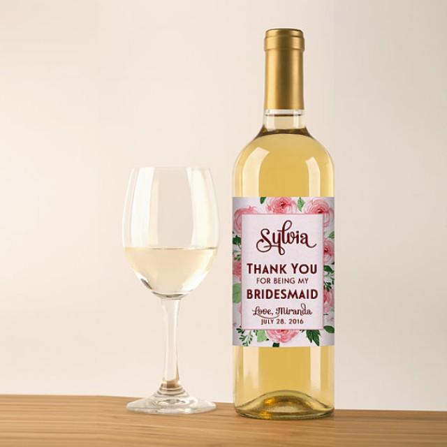 Bridesmaid Gift Thank You Wine Label, Customized Gift Wine Bottle Labels For Hostess