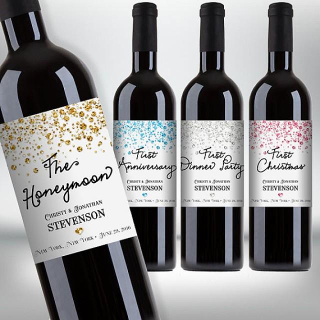 Customized First Marriage Milestones Wine Bottle Label Set  customized-first-marriage-milestones-wine-bottle-label-set