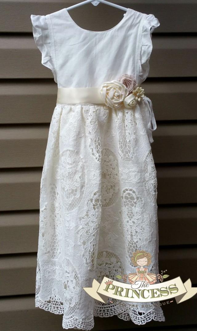 Vintage White Flower Girl Dress, Baby Dress, Vintage Flower Girl Dress