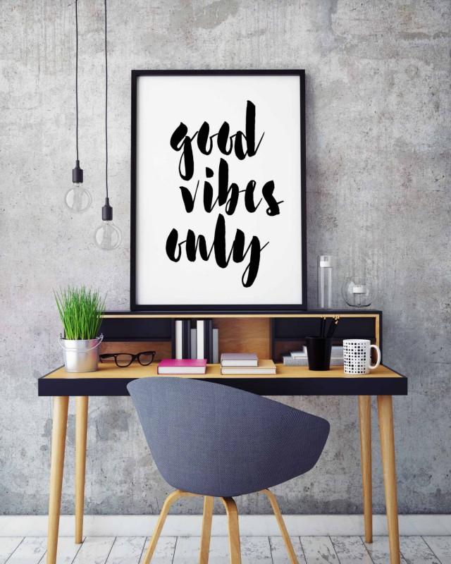 Home Decor Inspirational Wall Art Motivational Quote Print Good Vibes Only Printable Art Typography Poster *INSTANT DOWNLOAD*