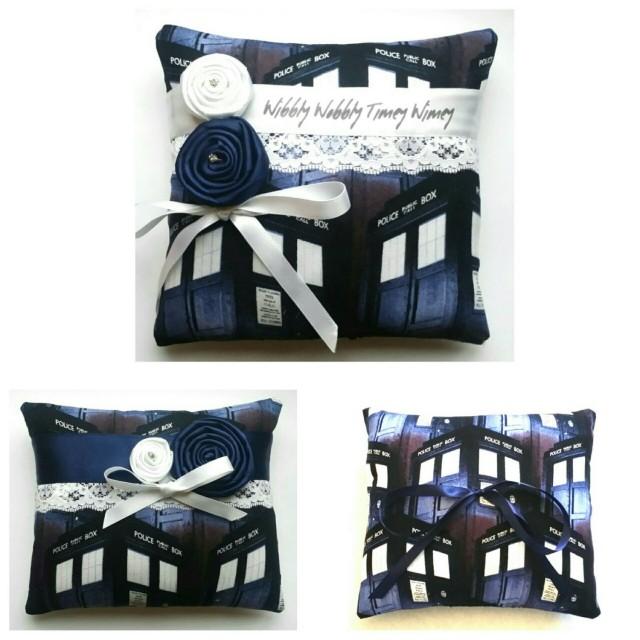 Dr Who Tardis Wedding Ring Pillow 3 Designs Available 6x6