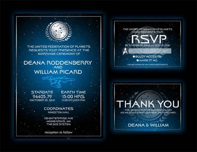 Printable Personalized Star Trek Inspired Wedding Invitations