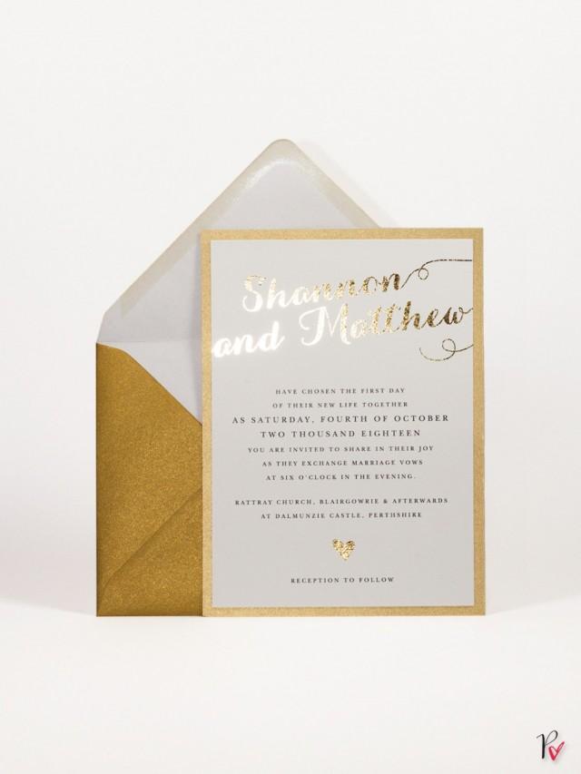 Chic Shine Wedding Invitation Gold/Pink Foil Wedding Invitation Suite