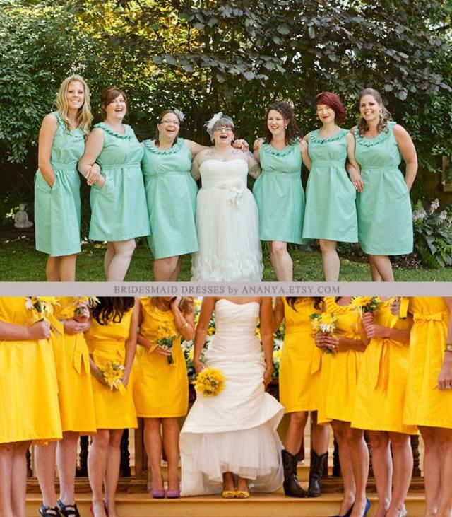 yellow and mint bridesmaid dresses