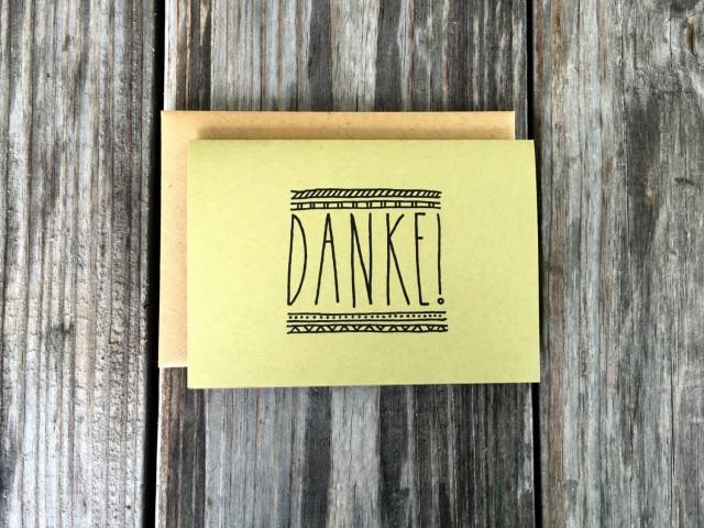 German Thank You Cards Rustic Danke Thank You Cards Handmade Thank You Cards