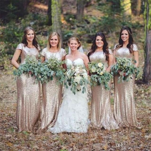 rose gold modest bridesmaid dresses