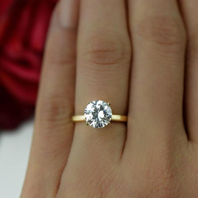 2 carat diamond ring yellow gold solitaire