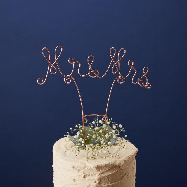 Mr And Mrs Cake Topper Wire Cake Topper Copper Cake Topper