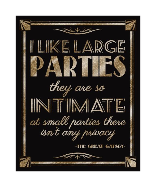 Printable Gatsby Quote LARGE PARTIESArt Deco Great Gatsby 1920's Themeinstant Download Digital