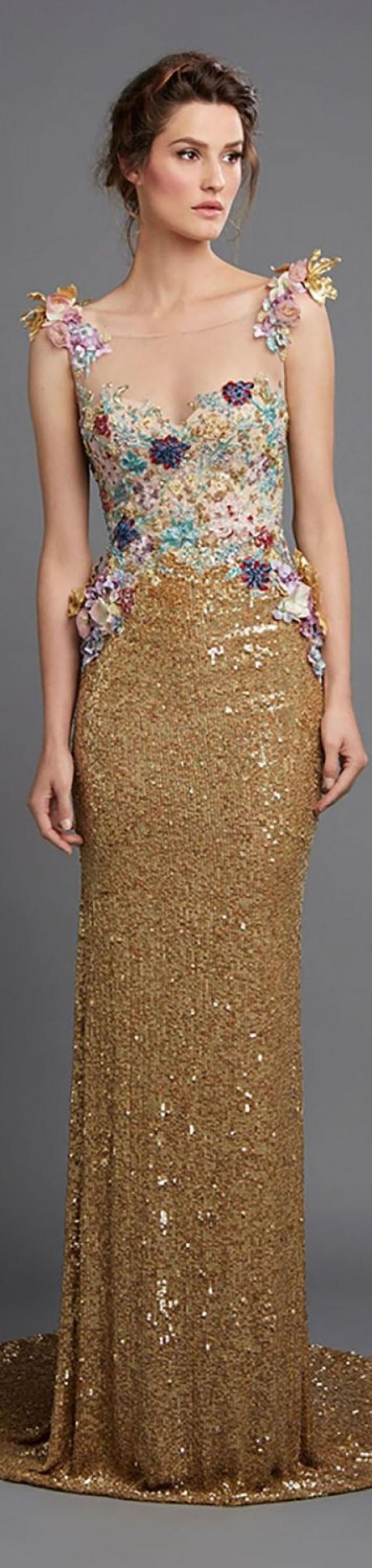 Dress Gold Dress With Floral Embellishment 2645313 Weddbook