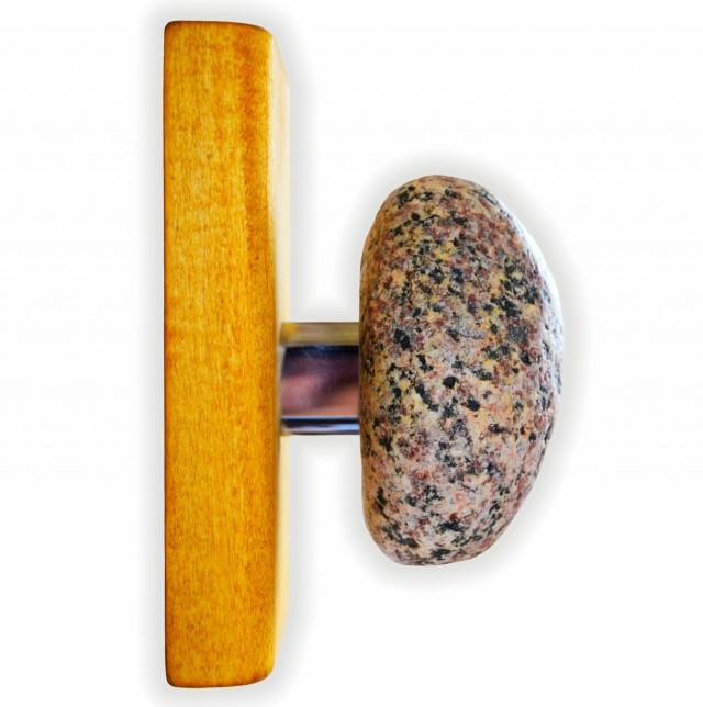 Wall Mounted Solid Wood Coat Rack With Natural Sea Stones Vintage