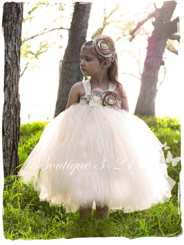 Champagne Tutu Dress Ivory Tutu Dress Champagne Flower Girl Dress