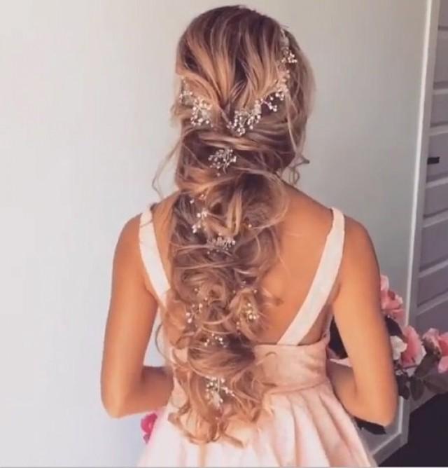 Extra Long Bridal Hair Vine Swarovski Crystals Pearls 2648680